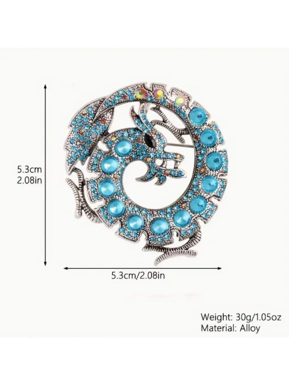 Red Dragon Brooch Gold Tone with Rhinestones - Picture 2 of 2